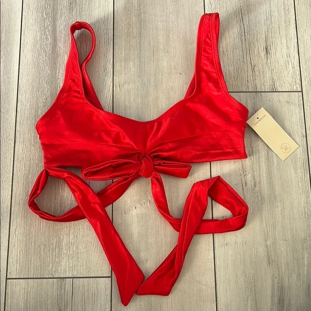 Ris-K Dippin' Daisy's Red Wrap bikini top size S swim swimsuit